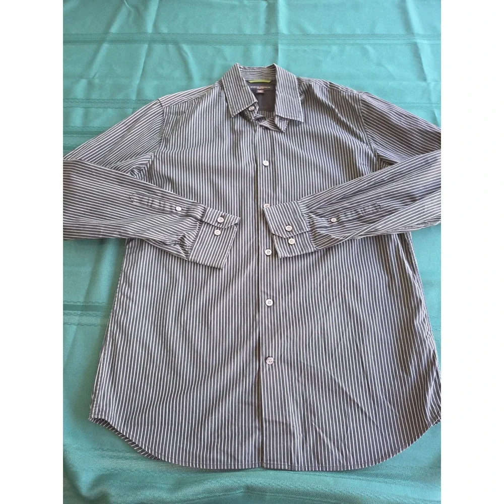 Banana Republic Slim Fit Mens Medium Navy Pinstripe Long Sleeve Button Down
